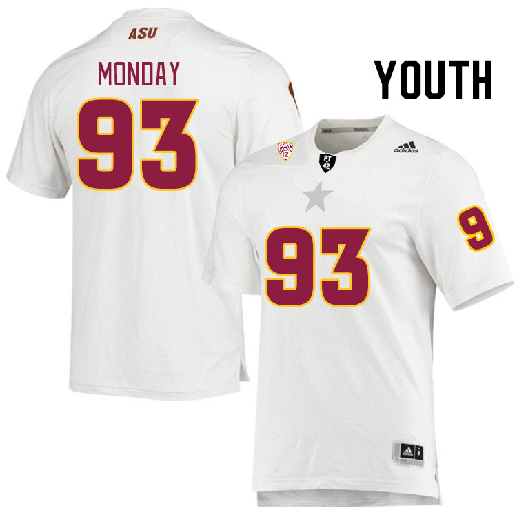 Youth #93 Tristan Monday Arizona State Sun Devils College Football Jerseys Stitched Sale-White